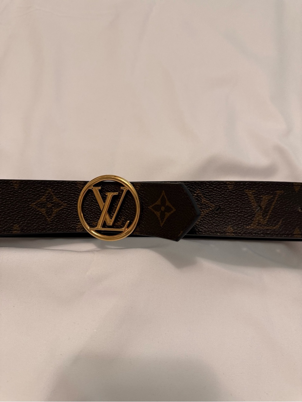 Louis Vuitton Monogram Belt with Gold LV Circle Buckle - Brown/Gold